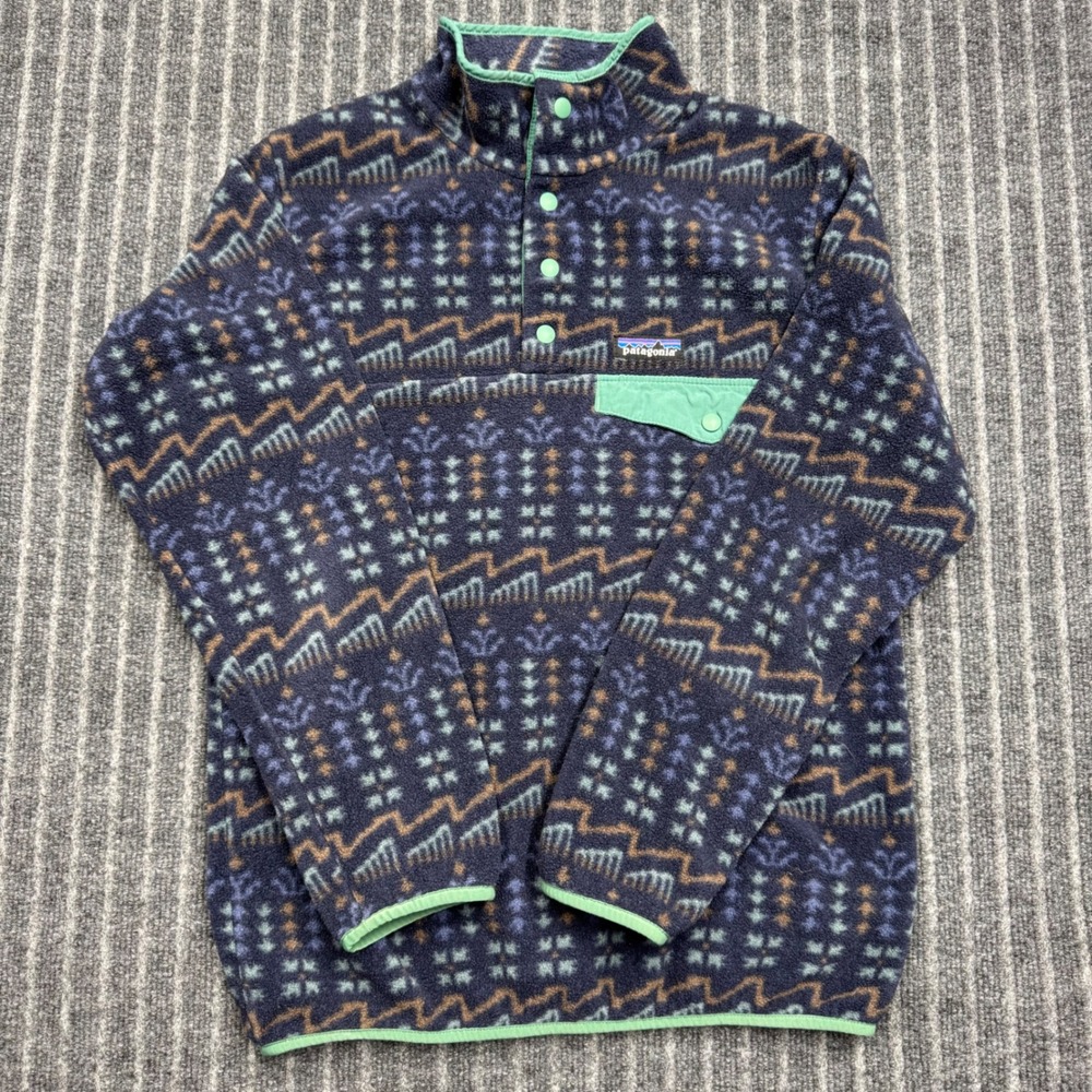 Patagonia Synchilla Fleece XS‎ Navy Green Excellent Snap-T Pullover 25455 (2179)